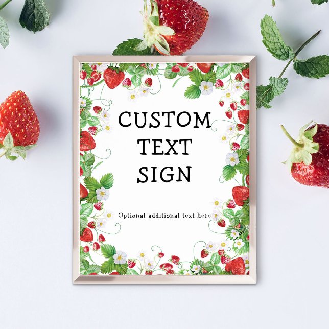 Strawberry Berry Sweet Custom Text | Party Sign (Creator Uploaded)