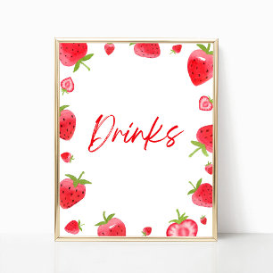 Strawberry Berry Sweet Drinks Party Sign