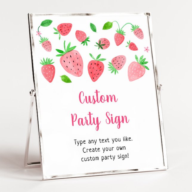 Strawberry Berry Sweet Editable Party Sign (Creator Uploaded)