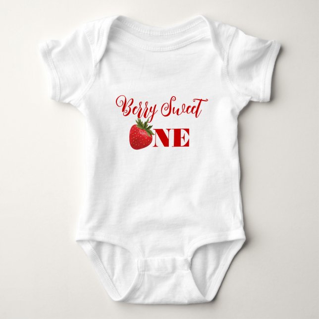 Strawberry Berry Sweet First Birthday ONE Baby Bodysuit (Front)