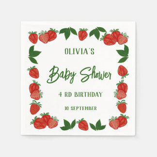 Strawberry Berry Sweet Fruit Fresh Baby Shower Napkin