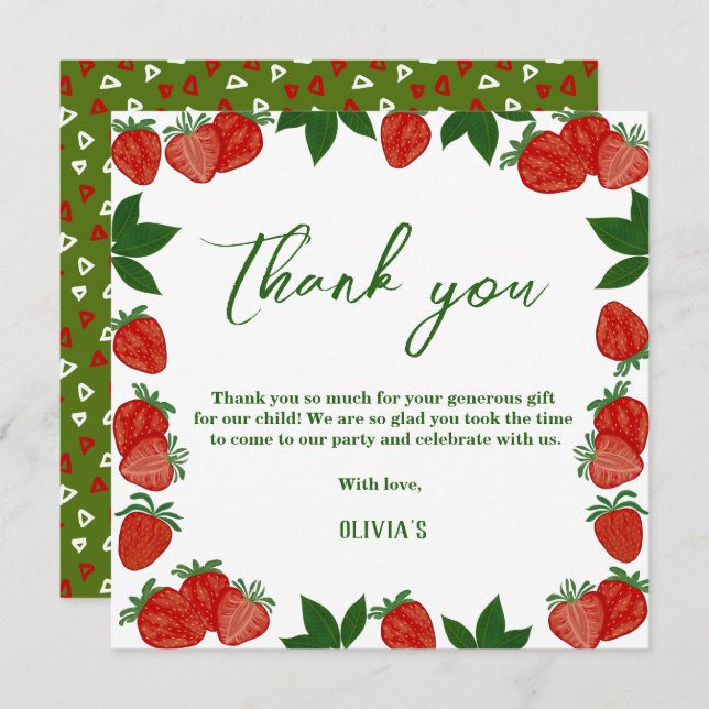 Strawberry Berry Sweet Fruit Fresh Thank you card (Front/Back)