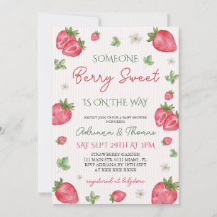 Strawberry Berry Sweet Girl Baby Shower  Invitation
