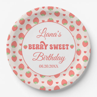 Strawberry Berry Sweet Girl Birthday Party Paper Plate