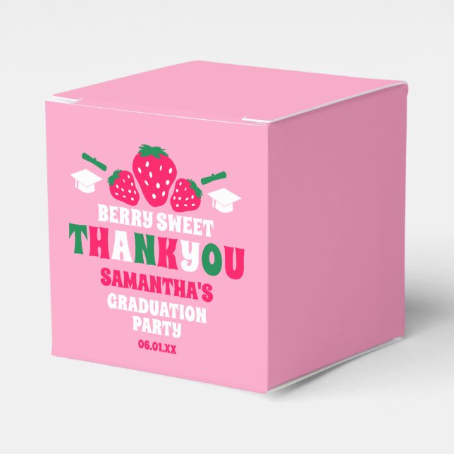 Strawberry Berry Sweet Graduation Party Thank You Favour Box (Front Side)