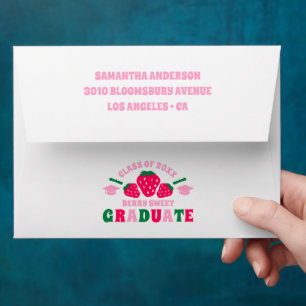Strawberry Berry Sweet Graduation Return Address Envelope