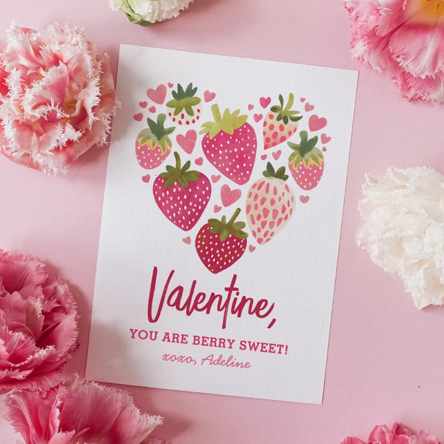 Strawberry Berry Sweet Kids Valentines Day Card (Creator Uploaded)