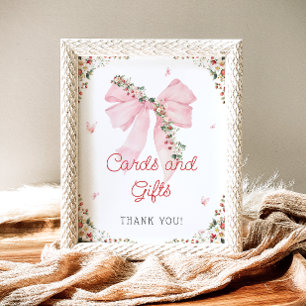 Strawberry Berry Sweet Pink Bow Cards and Gifts Poster