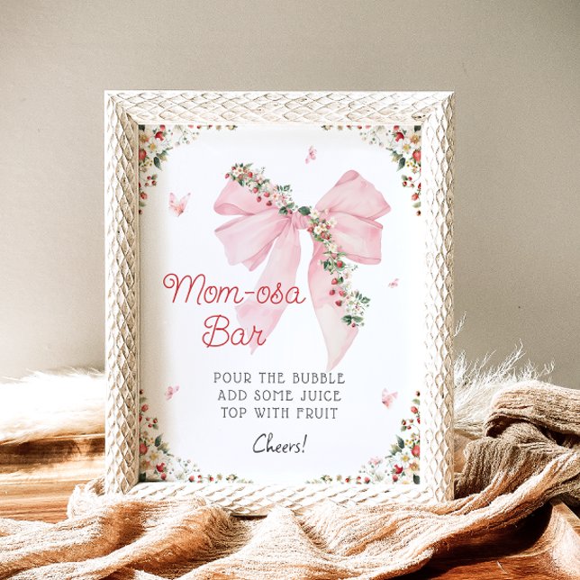 Strawberry Berry Sweet Pink Bow Mum-osa Bar Poster (Creator Uploaded)