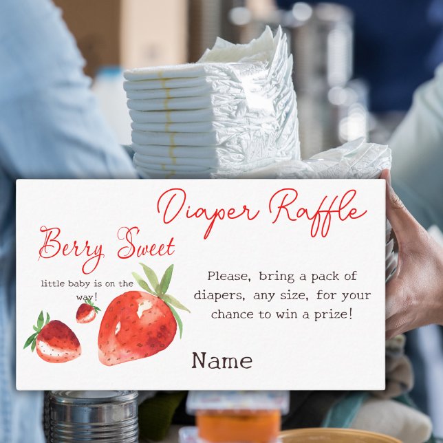 Strawberry Berry Sweet Red Baby Shower Diaper Game Enclosure Card (Creator Uploaded)