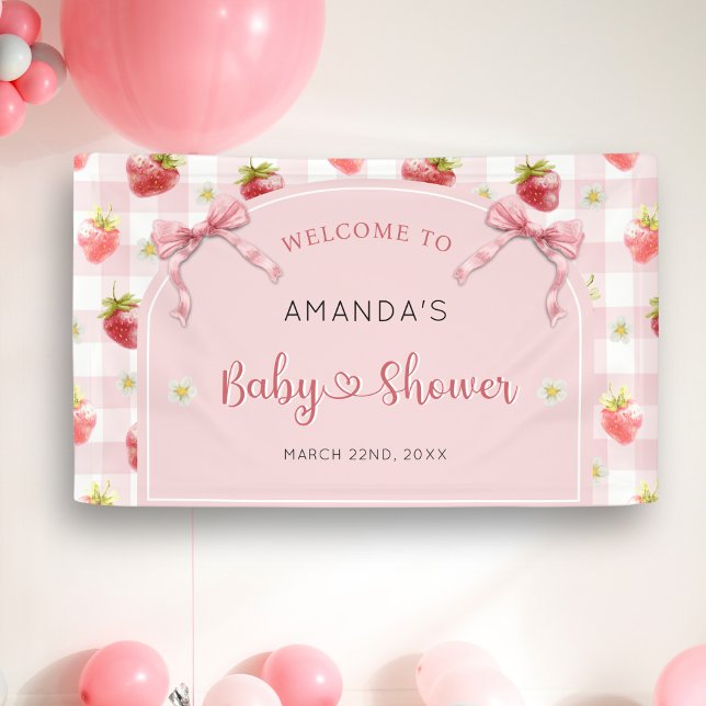 Strawberry Berry Sweet Welcome Baby Shower   Banner (Creator Uploaded)