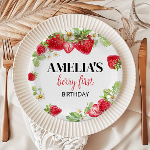 Strawberry Birthday Baby Shower Paper Plate