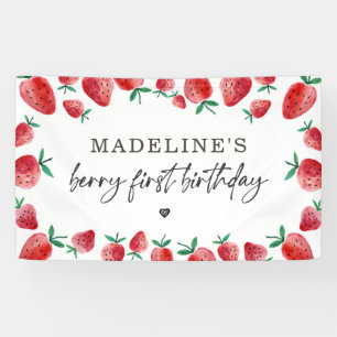 Strawberry Birthday Berry Sweet Backdrop Banner