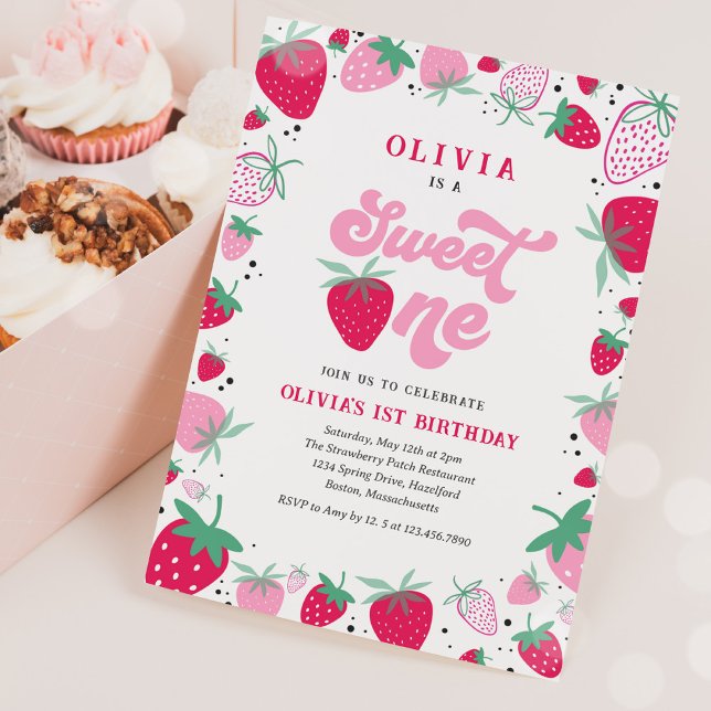 Strawberry Birthday Berry Sweet Birthday Party Invitation (Creator Uploaded)