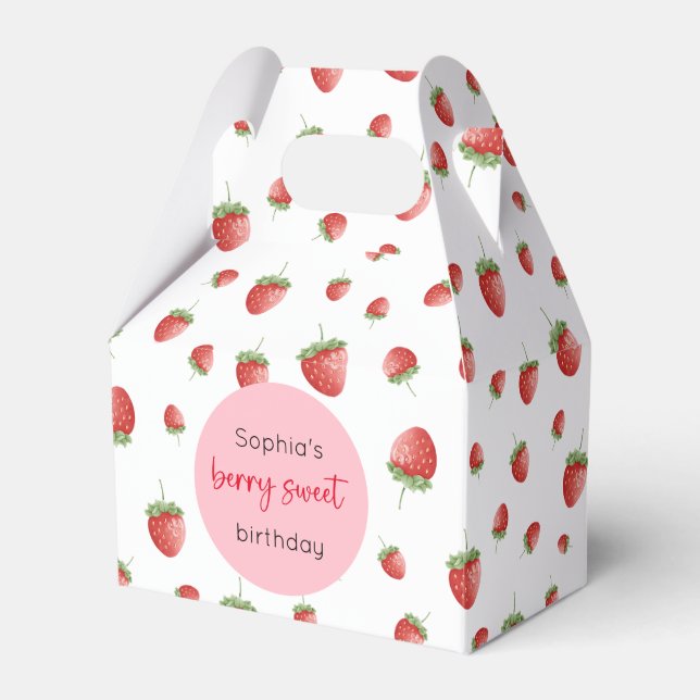 Strawberry Birthday Berry Sweet Favour Box (Front Side)