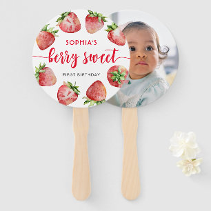 Strawberry Birthday Berry Sweet Photo Hand Fan
