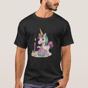 Strawberry Birthday Cake in Unicorn Style Costume T-Shirt