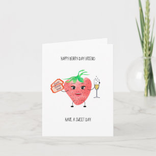 Strawberry Birthday Card - Cute, Fun Folded Card