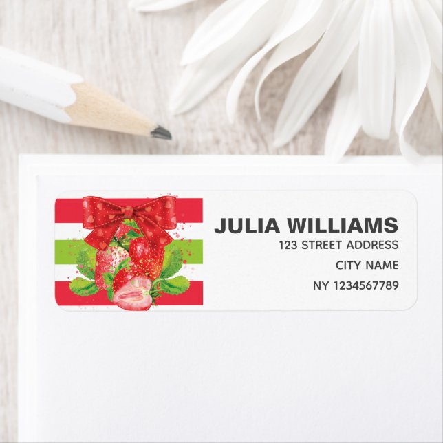 Strawberry Birthday Cute Return Address Return Address Label (Insitu)