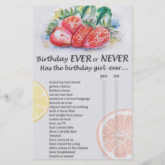 Strawberry Birthday ever or never game