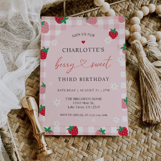Strawberry Birthday Invitation
