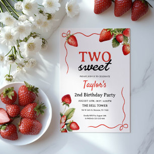 Strawberry Birthday Invitation   2nd Birthday