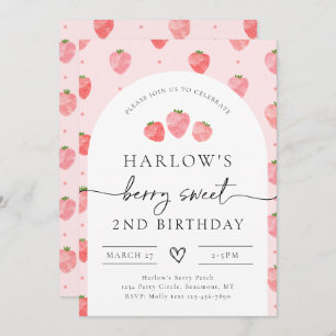 Strawberry Birthday Invitation   Berry Birthday