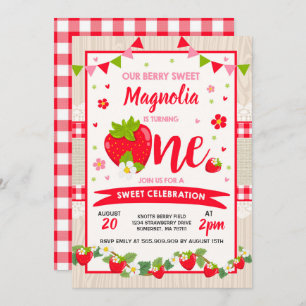 Strawberry Birthday Invitation Berry Sweet Party