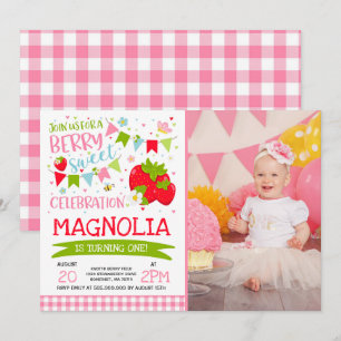 Strawberry Birthday Invitation Berry Sweet Party