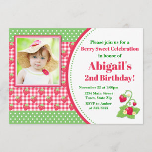 Strawberry Birthday Invitation, Strawberry Party Invitation