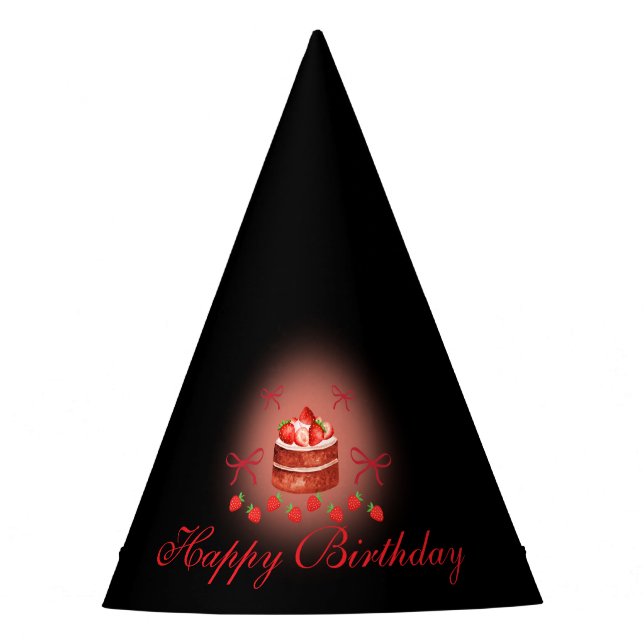 Strawberry Birthday Paper Cups Party Hat (Front)
