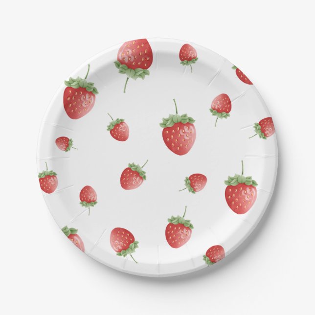 Strawberry Birthday Paper Plate (Front)
