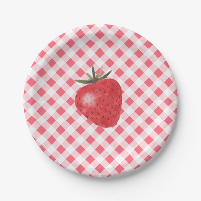 Strawberry Birthday Paper Plates (Front)
