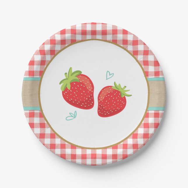 Strawberry Birthday Paper Plates Summer picnic (Front)