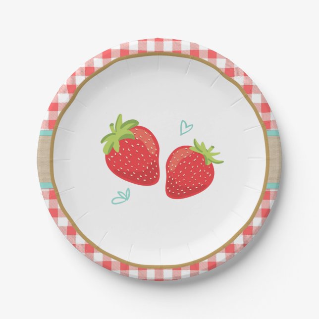 Strawberry Birthday Paper Plates Summer picnic (Front)