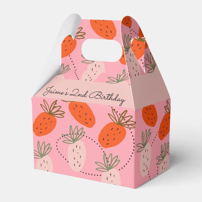 Strawberry Birthday Party Fruit Doodle Pink Favour Box (Front Side)