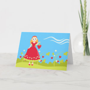 Strawberry Birthday Party Girl Card