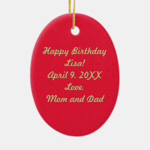 Strawberry Birthday Party Girl Ceramic Ornament