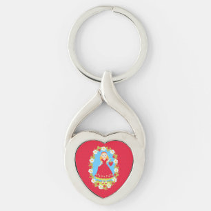 Strawberry Birthday Party Girl Key Ring