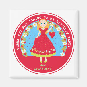 Strawberry Birthday Party Girl Magnet