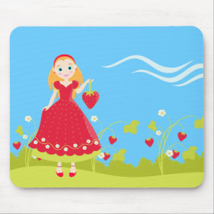 Strawberry Birthday Party Girl Mouse Pad