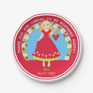 Strawberry Birthday Party Girl Paper Plate