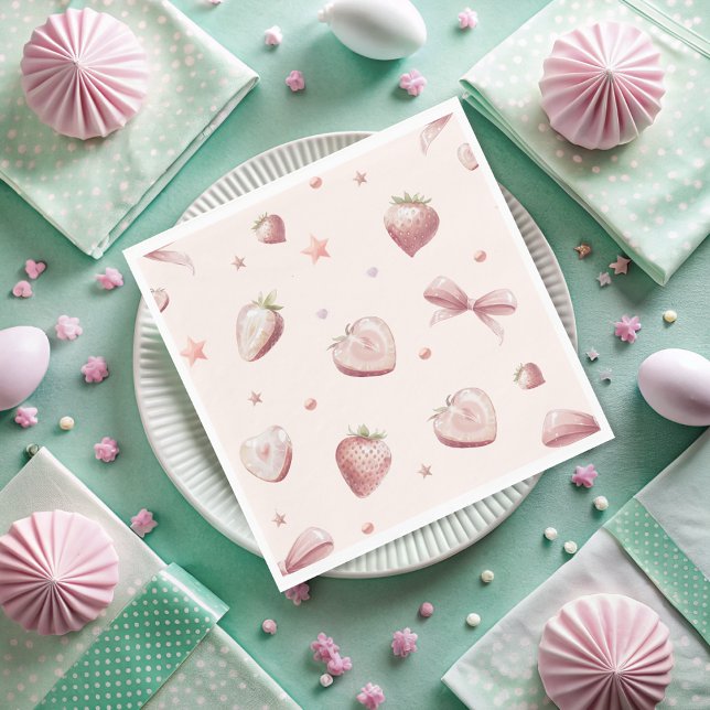 Strawberry Birthday Party Napkin (Creator Uploaded)