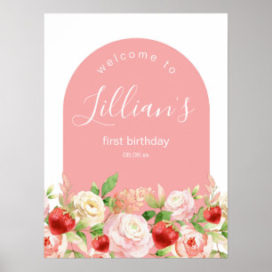 Strawberry Birthday Party or Baby Shower Welcome Poster