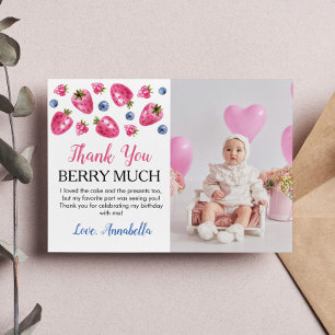 Strawberry Birthday Party Thank You Card