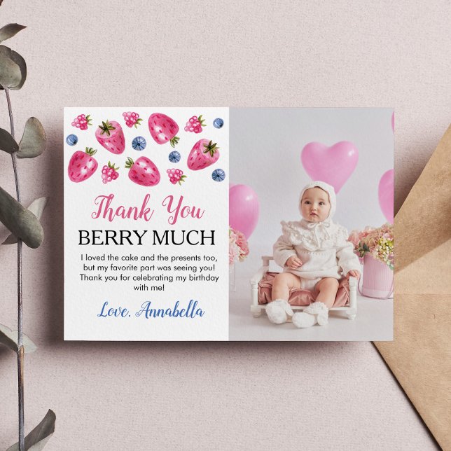 Strawberry Birthday Party Thank You Card (Creator Uploaded)