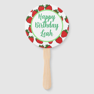 Strawberry Birthday Party Theme Hand Fan