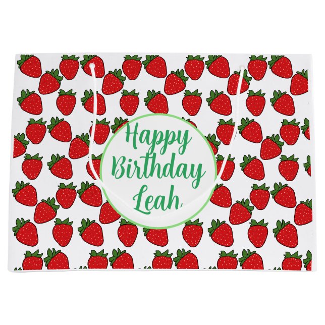 Strawberry Birthday Party Theme    Large Gift Bag (Front)