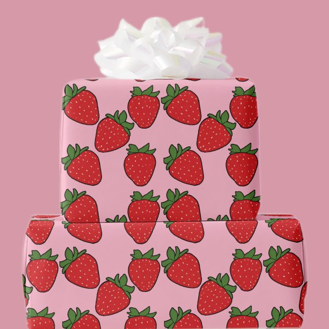 Strawberry Birthday Party Theme  Wrapping Paper (Creator Uploaded)