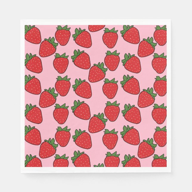 Strawberry Birthday Party Theme  Wrapping Paper Napkin (Front)